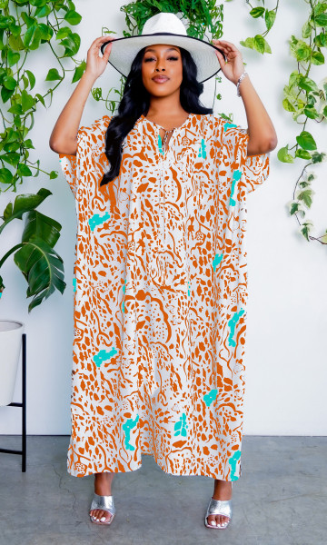 Women's Fashion Leopard Print Loose Fit Gown Dress