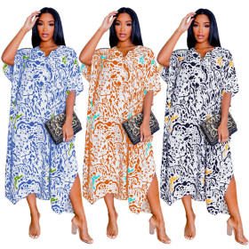 Women's Fashion Leopard Print Loose Fit Gown Dress