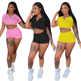 Sports and leisure waistless solid color two-piece suit