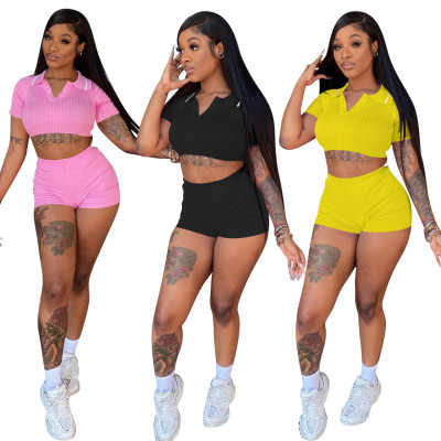 Sports and leisure waistless solid color two-piece suit