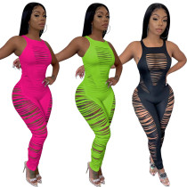 Fashionable and sexy hollow solid color jumpsuit Fashionable and sexy hollow solid color jumpsuit