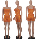 Fashion sexy suspenders shiny two-piece set