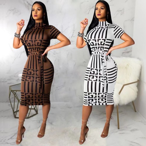 New Slim Fit Sexy Short Sleeve Women's One Piece Dress