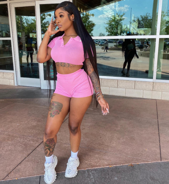 Sports and leisure waistless solid color two-piece suit