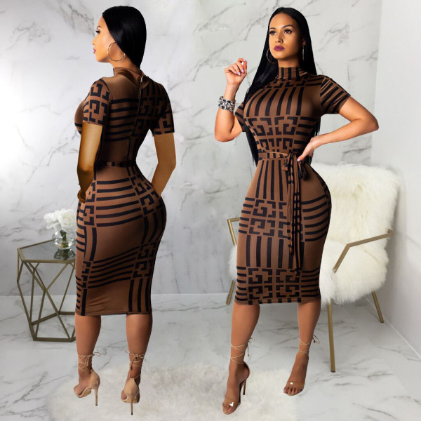New Slim Fit Sexy Short Sleeve Women's One Piece Dress