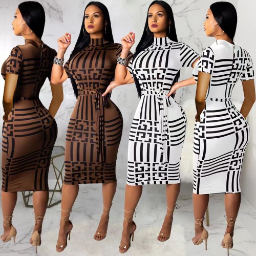 New Slim Fit Sexy Short Sleeve Women's One Piece Dress