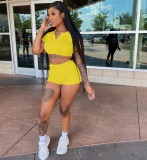 Sports and leisure waistless solid color two-piece suit
