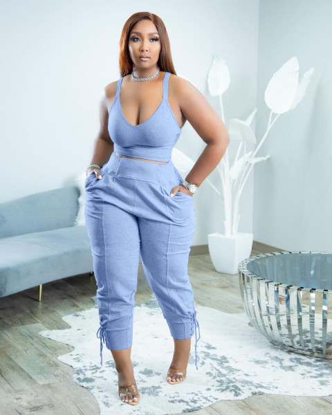Candy Color Set Eyelet Strap Sports and Leisure Two-Piece Set