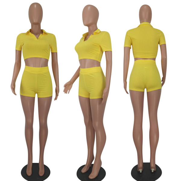 Sports and leisure waistless solid color two-piece suit