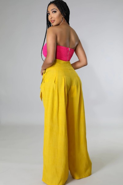 High Waist Tie Casual Wide Leg Pants
