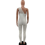 Fashionable mesh panelled jumpsuit with chest pad
