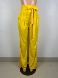 High Waist Tie Casual Wide Leg Pants