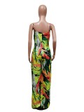 printed suspender jumpsuit