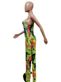 printed suspender jumpsuit