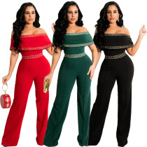 Women's Jumpsuit Sexy One-Shoulder Jumpsuit Webbing Short Sleeve Spring Summer Women's Jumpsuit Sexy One-Shoulder Jumpsuit Webbing Short Sleeve Spring Summer