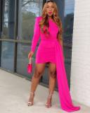 Fashion Casual Slanted Shoulder Irregular Solid Color Dress Party Evening Dress