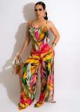 printed suspender jumpsuit