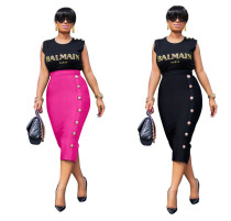 Women's Skirt Single Row Metal Buckle Casual Hip Skirt Multicolor Women's Skirt Single Row Metal Buckle Casual Hip Skirt Multicolor