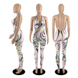 women's printed sexy pullover jumpsuit