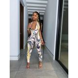 women's printed sexy pullover jumpsuit