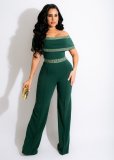 Women's Jumpsuit Sexy One-Shoulder Jumpsuit Webbing Short Sleeve Spring Summer