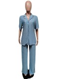 Pleated Shirt Pants Tracksuit