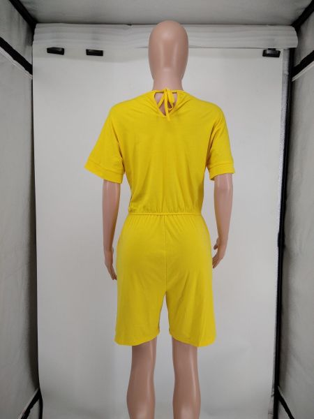 Ladies Sexy Casual Fashion Short Sleeve Shorts Jumpsuit