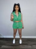 Fashion Casual Solid Color Short Sleeve Shorts Hooded Suit