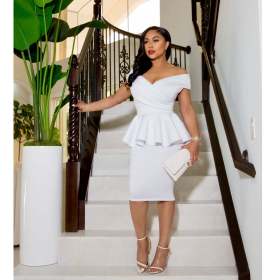 Women's OL V-Neck Sleeveless Hip Dress