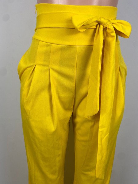 High Waist Tie Casual Wide Leg Pants
