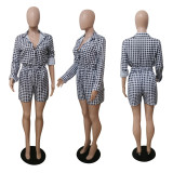 Women's Plaid Print Shirt Two Piece