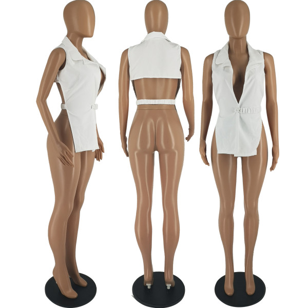 Fashion Sexy Shirt Solid Color Simple Design Sleeveless Top