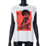 Printed Loose Sleeveless Cropped Athleisure Top