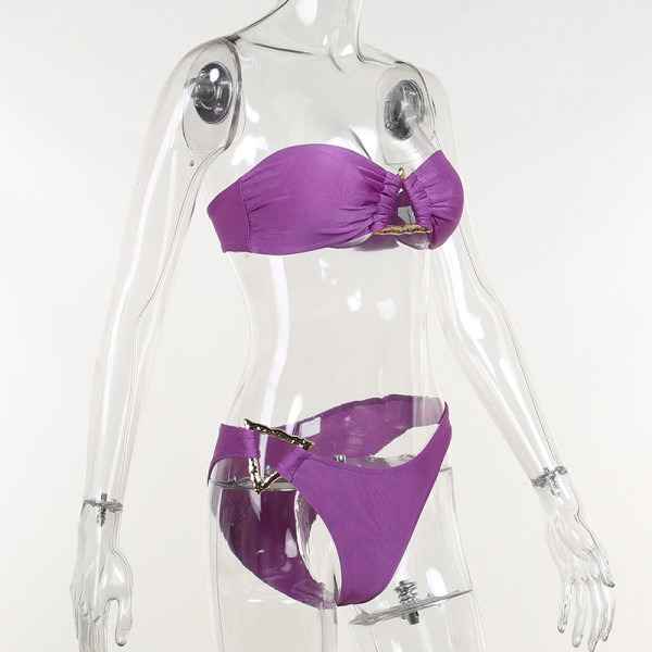 Metal Cutout Bikini Suit Women's Beach Vacation Sexy Suit