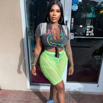 Printed Hip Hop Street Slit Fringe Short Sleeve T-Shirt Printed Hip Hop Street Slit Fringe Short Sleeve T-Shirt