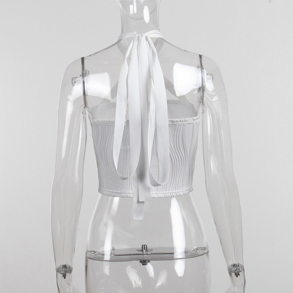 Wavy texture tube top strappy halter top sexy temperament T-shirt