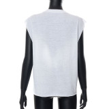 Printed Loose Sleeveless Cropped Athleisure Top