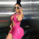 women's halter neck open back sleeveless hollowed out hip slim fit dress