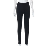 women's solid color casual high waist tight sports trousers