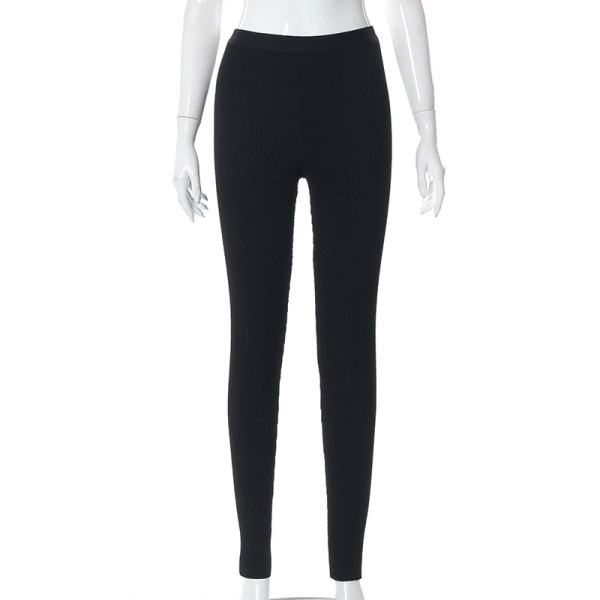 women's solid color casual high waist tight sports trousers