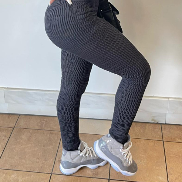 women's solid color casual high waist tight sports trousers