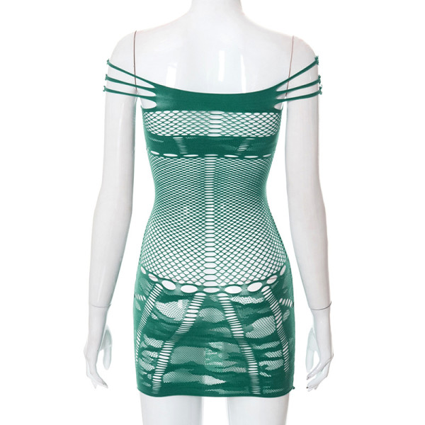 Sexy one-shoulder hollow see-through hip dress