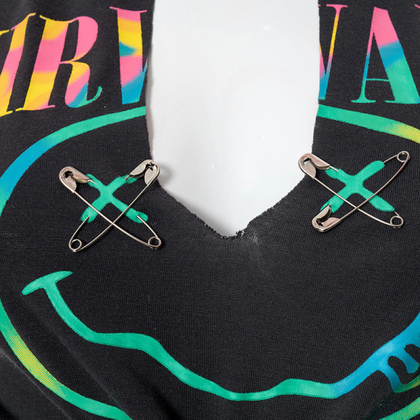 Printed Hip Hop Street Slit Fringe Short Sleeve T-Shirt