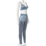 Sexy suspenders high waist slim fit open back trousers suit
