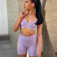 Stylish cutout vest skinny peach hip-lifting ribbed trousers suit