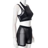 Sexy Vest Tight High Waist Hip Raise Hollow Shorts Suit