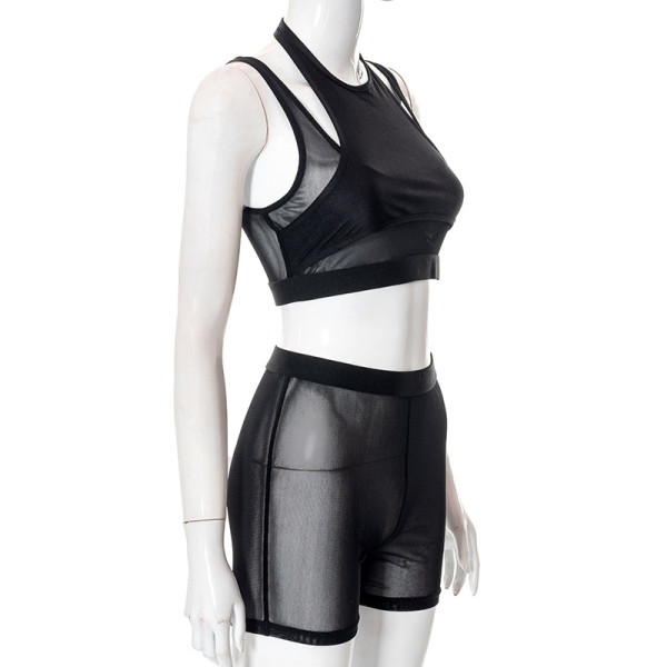 Sexy Vest Tight High Waist Hip Raise Hollow Shorts Suit