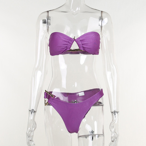 Metal Cutout Bikini Suit Women's Beach Vacation Sexy Suit