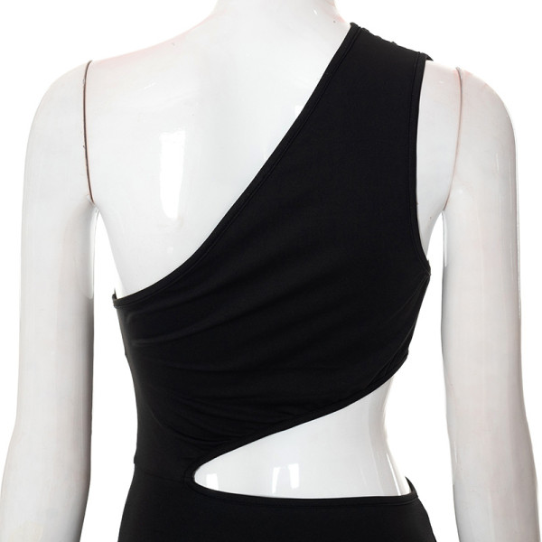 Irregular one-shoulder sexy open-waist pleated one-step skirt
