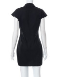 Women's Short Sleeve Lapel Button Slim Pack Hip Shirt Dress